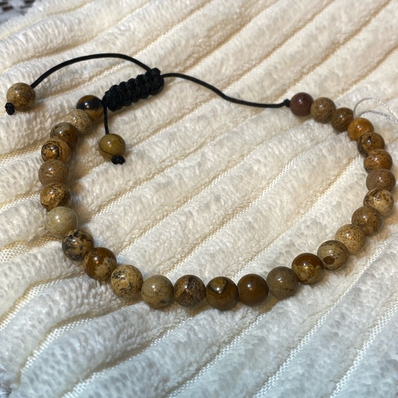 NWT UNISEX SEMI-PRECIOUS BEADED ADJUSTABLE TO FIT STRING SLATER BROWN MENS - Picture 6 of 7
